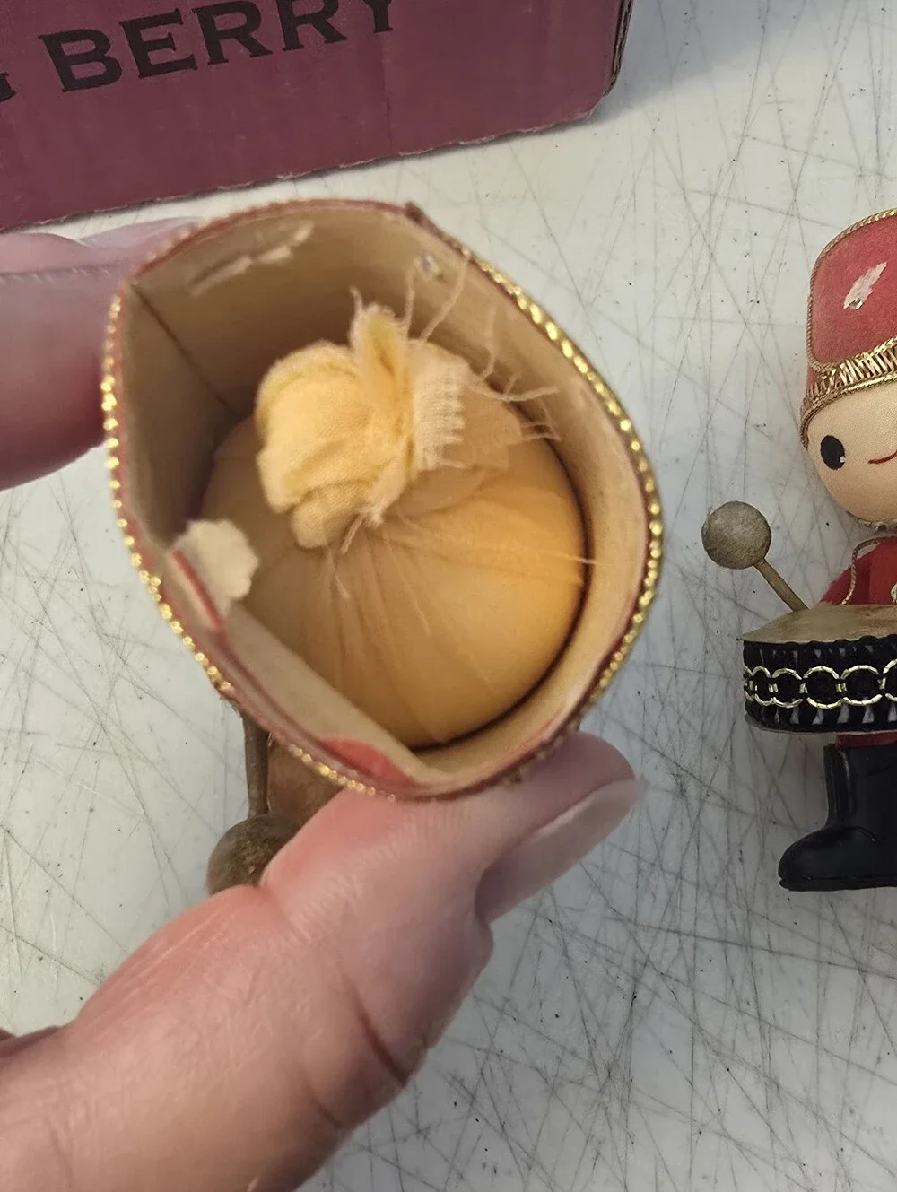 3 Vintage Drummer Toy Soldiers Handmade 1960s Red Christmas Ornament 5
